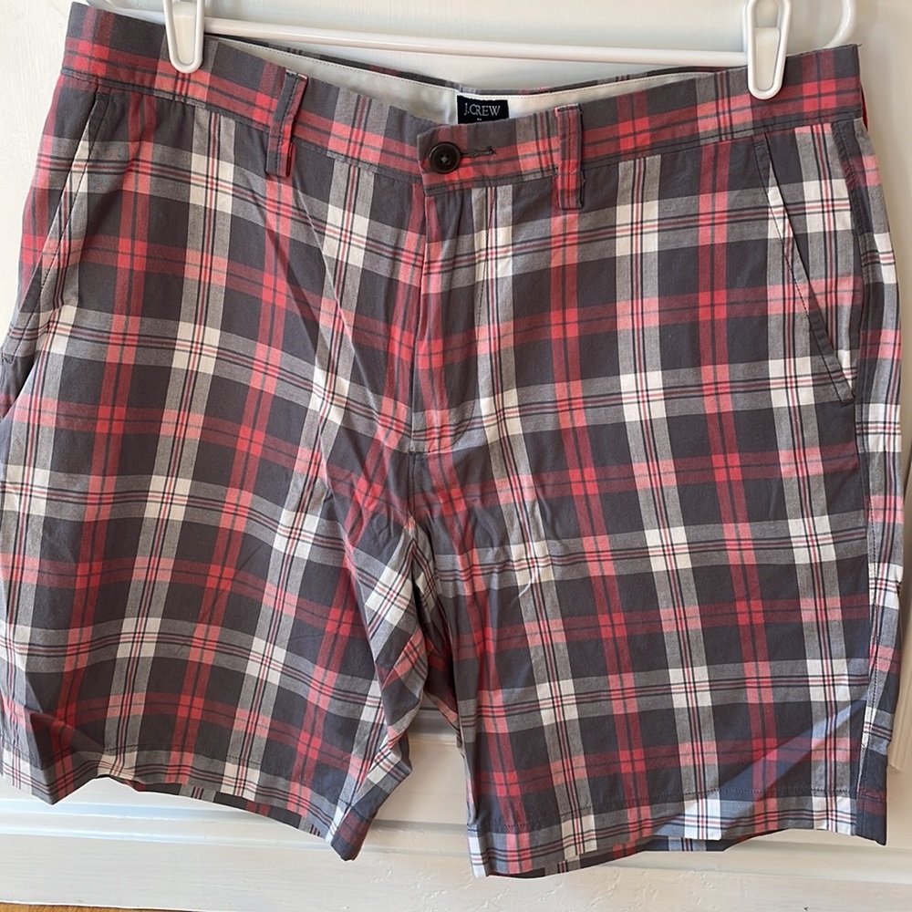 J Crew Men’s Plaid Shorts Waist Size 34 Pink/Gray